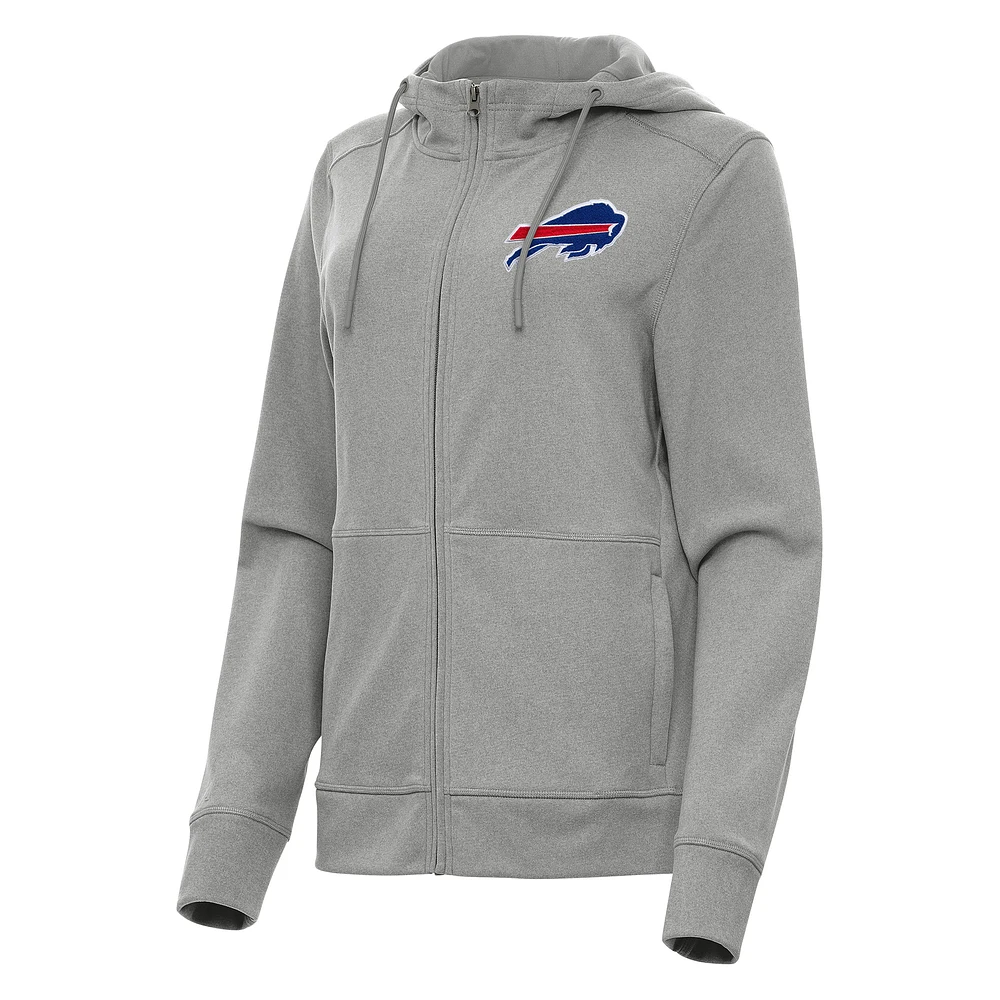 Women's Antigua Heather Gray Buffalo Bills Seeker Full-Zip Hoodie Jacket