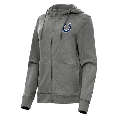 Women's Antigua Heather Charcoal Indianapolis Colts Seeker Full-Zip Hoodie Jacket