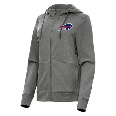 Women's Antigua Heather Charcoal Buffalo Bills Seeker Full-Zip Hoodie Jacket