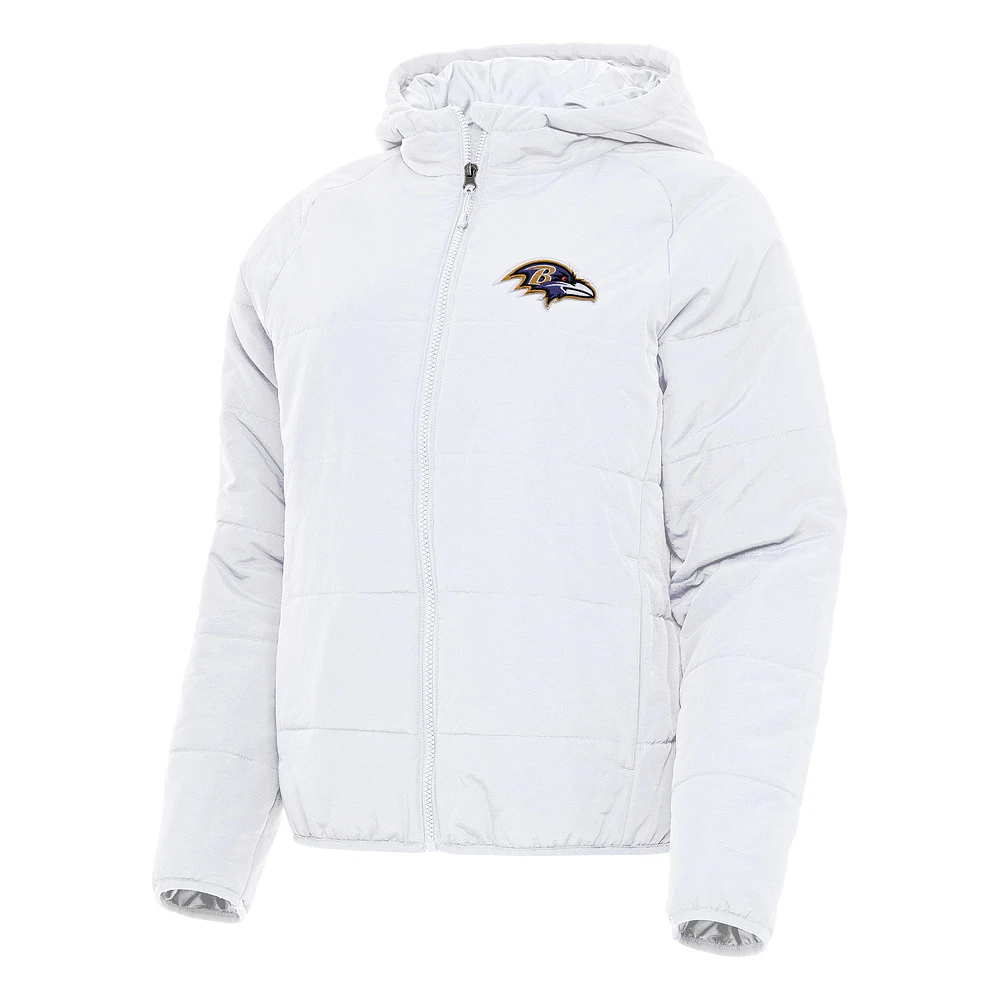 Women's Antigua White Baltimore Ravens Universe Full-Zip Hoodie Jacket