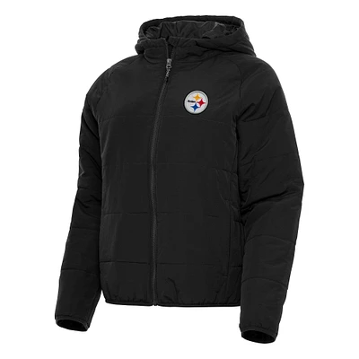 Women's Antigua Black Pittsburgh Steelers Universe Full-Zip Hoodie Jacket
