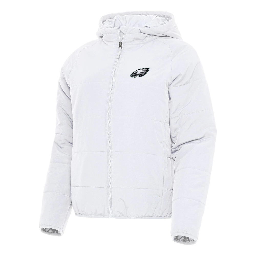 Women's Antigua White Philadelphia Eagles Universe Full-Zip Hoodie Jacket