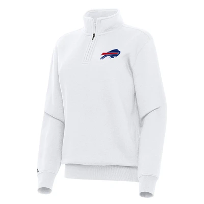 Women's Antigua White Buffalo Bills Victory Quarter-Zip Top