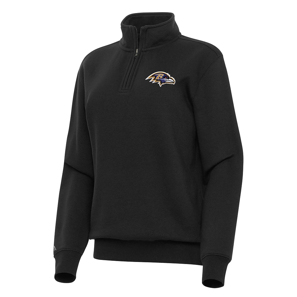 Women's Antigua Black Baltimore Ravens Victory Quarter-Zip Top
