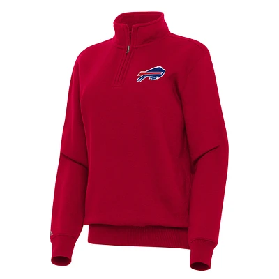 Women's Antigua Red Buffalo Bills Victory Quarter-Zip Top