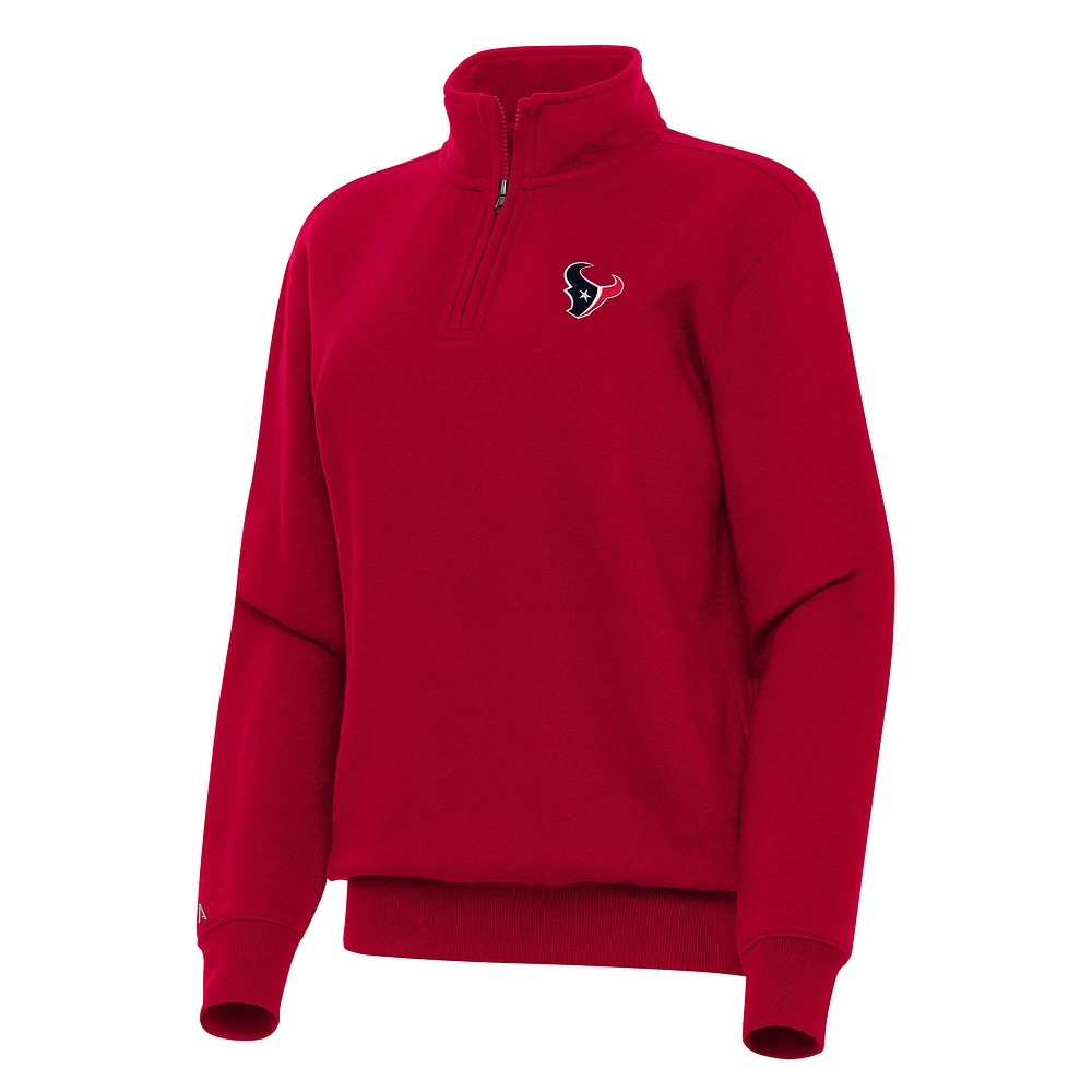 Women's Antigua Red Houston Texans Victory Quarter-Zip Top