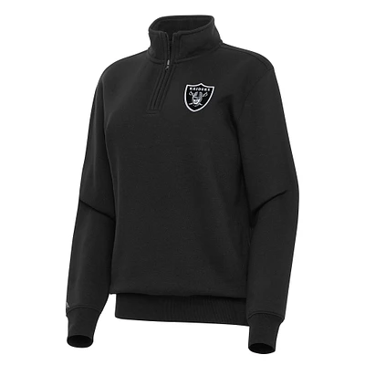 Women's Antigua Black Las Vegas Raiders Victory Quarter-Zip Top