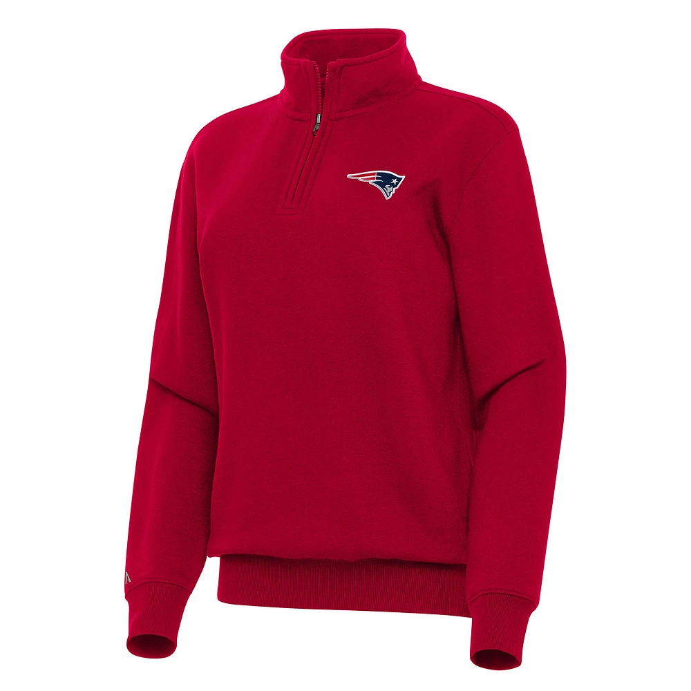 Women's Antigua Red New England Patriots Victory Quarter-Zip Top