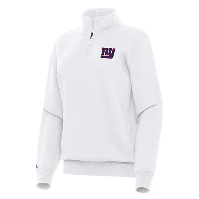 Women's Antigua White New York Giants Victory Quarter-Zip Top