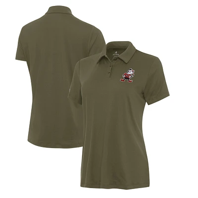 Women's Antigua Olive Cleveland Browns Reprocess Polo