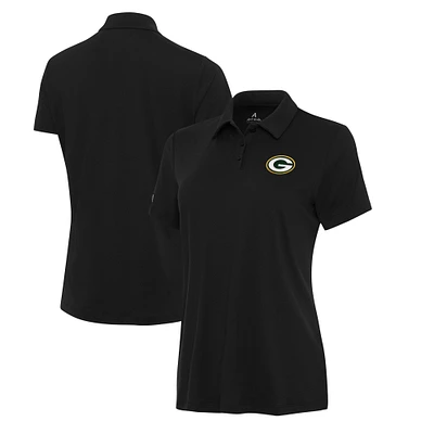 Women's Antigua Black Green Bay Packers Reprocess Polo