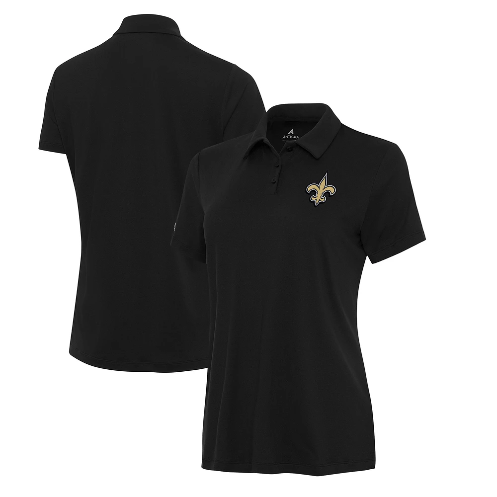 Women's Antigua Black New Orleans Saints Reprocess Polo