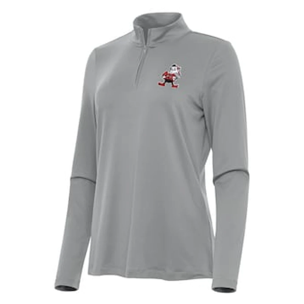 Women's Antigua Cleveland Browns Reprocess Quarter-Zip Top