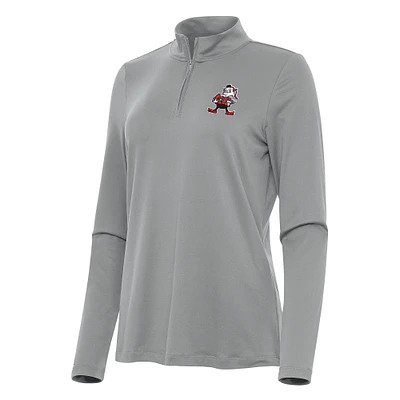 Women's Antigua Cleveland Browns Reprocess Quarter-Zip Top