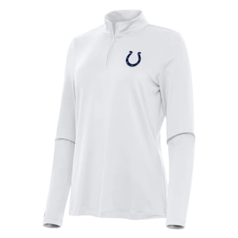 Women's Antigua White Indianapolis Colts Reprocess Quarter-Zip Top