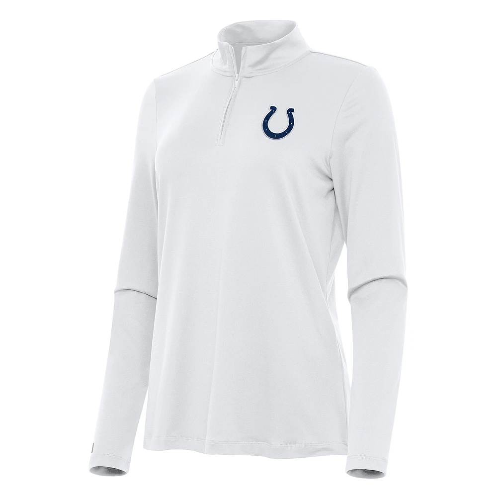 Women's Antigua White Indianapolis Colts Reprocess Quarter-Zip Top