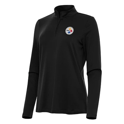 Women's Antigua Black Pittsburgh Steelers Reprocess Quarter-Zip Top