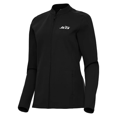 Women's Antigua Black New York Jets Regard Full-Zip Jacket