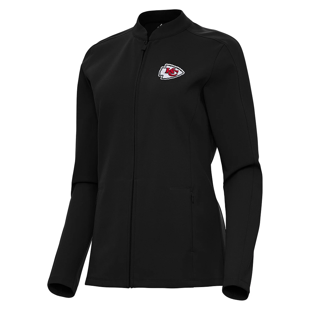 Women's Antigua Black Kansas City Chiefs Regard Full-Zip Jacket
