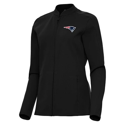 Women's Antigua Black New England Patriots Regard Full-Zip Jacket