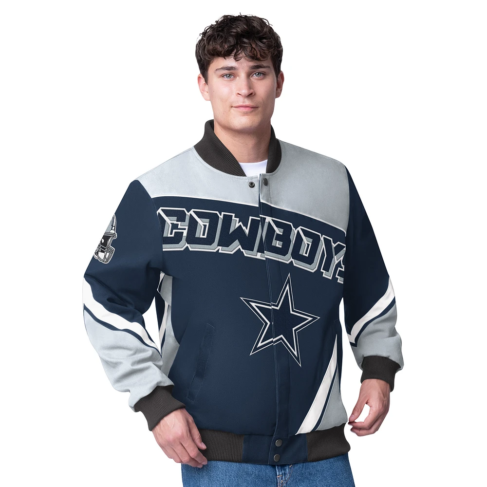 Men's G-III Sports by Carl Banks Navy Dallas Cowboys Maximum Racing Full-Snap Jacket