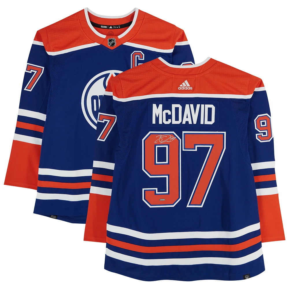 Connor McDavid Edmonton Oilers Autographed Royal adidas Authentic Jersey - Upper Deck