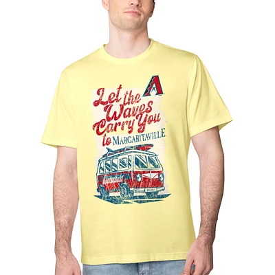 Men's Margaritaville Yellow Arizona Diamondbacks Bus Waves Graphic T-Shirt