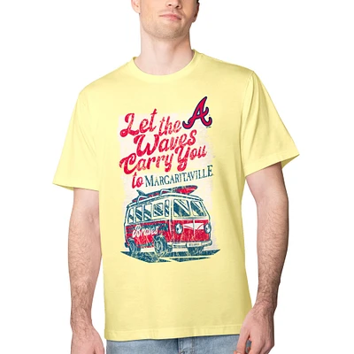 Men's Margaritaville Yellow Atlanta Braves Bus Waves Graphic T-Shirt