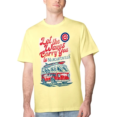 Men's Margaritaville Yellow Chicago Cubs Bus Waves Graphic T-Shirt