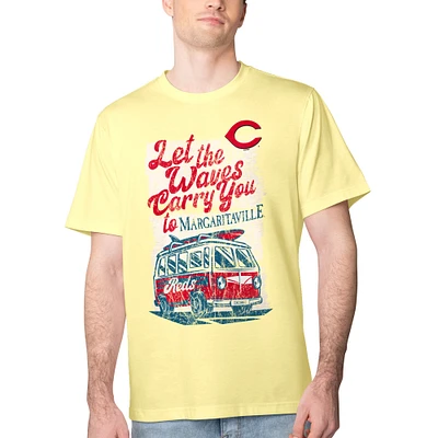 Men's Margaritaville Yellow Cincinnati Reds Bus Waves Graphic T-Shirt