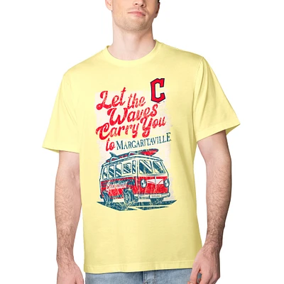 Men's Margaritaville Yellow Cleveland Guardians Bus Waves Graphic T-Shirt