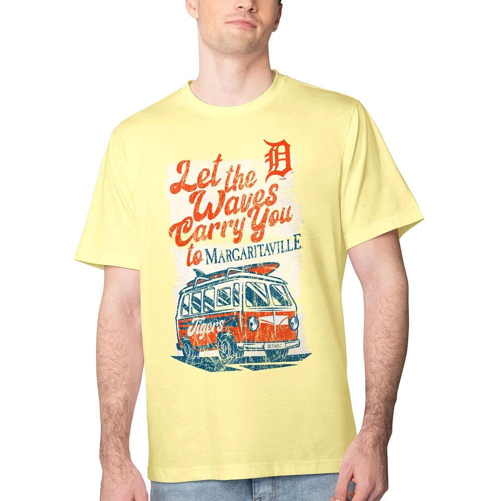 Men's Margaritaville Yellow Detroit Tigers Bus Waves Graphic T-Shirt