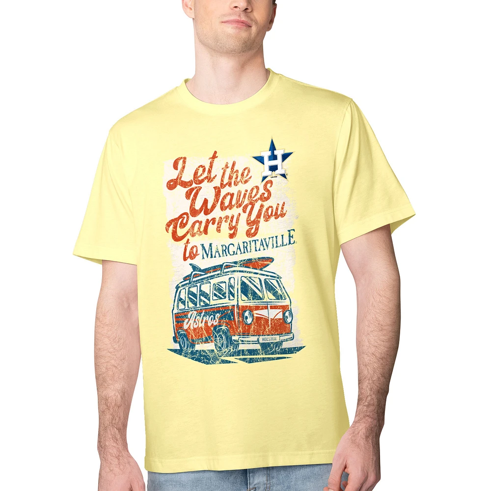 Men's Margaritaville Yellow Houston Astros Bus Waves Graphic T-Shirt