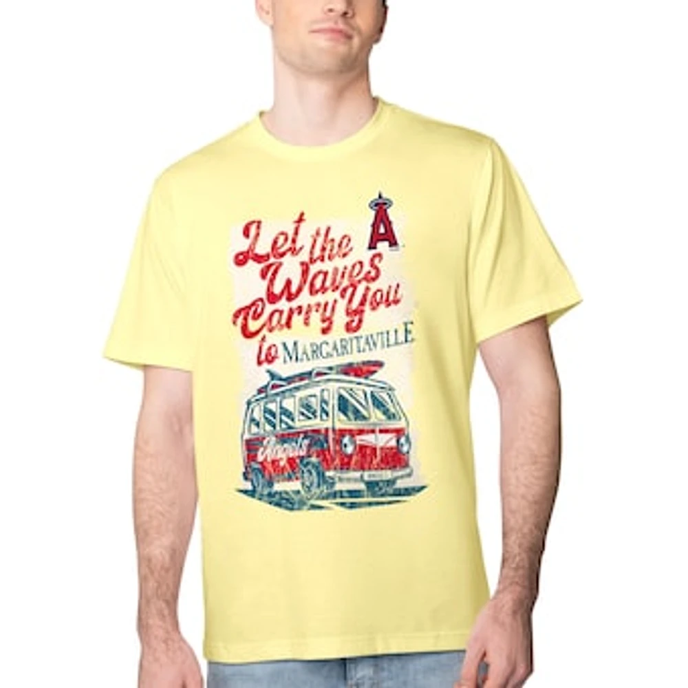 Men's Margaritaville Yellow Los Angeles Angels Bus Waves Graphic T-Shirt