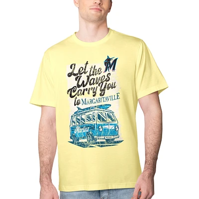 Men's Margaritaville Yellow Miami Marlins Bus Waves Graphic T-Shirt