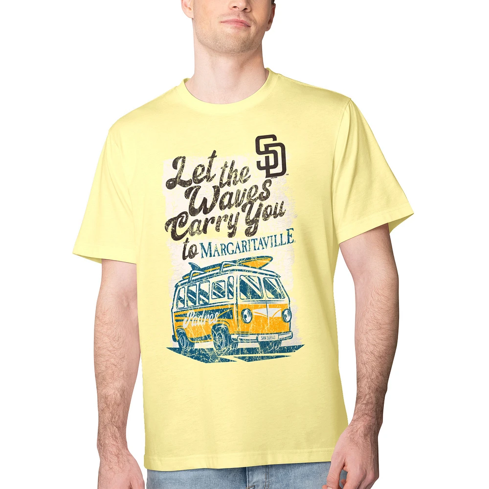 Men's Margaritaville Yellow San Diego Padres Bus Waves Graphic T-Shirt