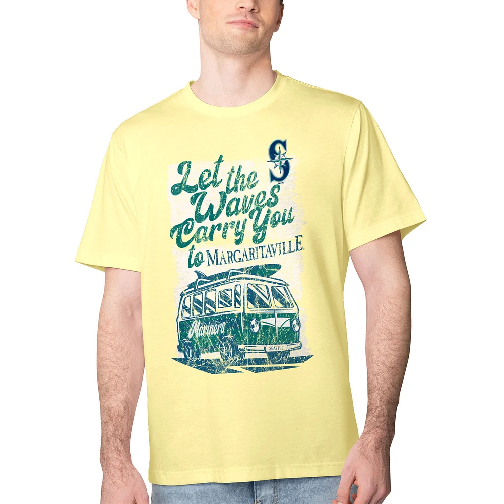 Men's Margaritaville Yellow Seattle Mariners Bus Waves Graphic T-Shirt