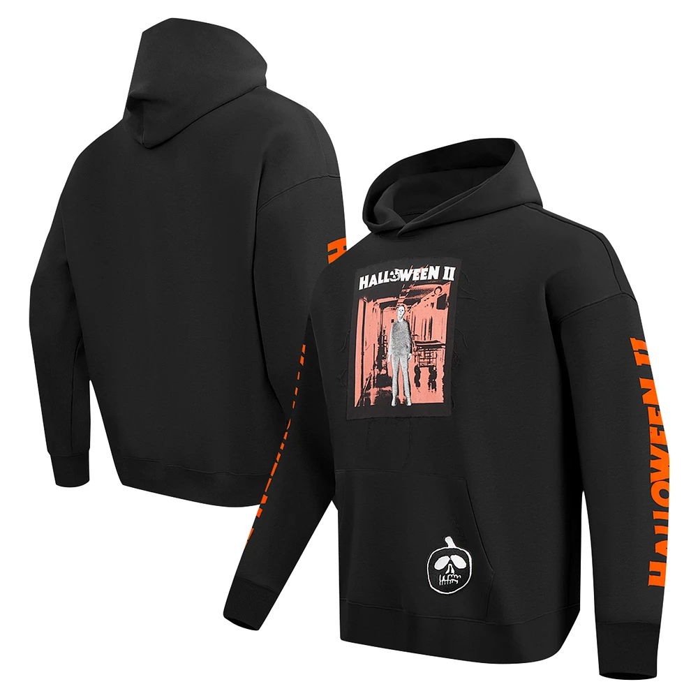 Men's Freeze Max Black Halloween Pumpkin Loose Fit Pullover Hoodie