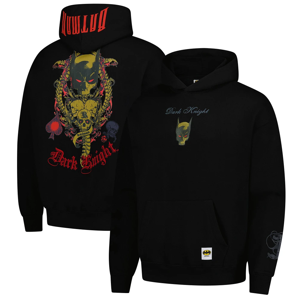 Men's Freeze Max The Dark Knight Black Batman Comics Olde English Loose Fit Pullover Hoodie