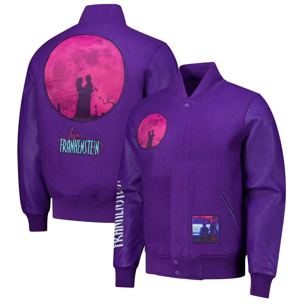 Men's Freeze Max Purple Lisa Frankenstein Full-Zip Varsity Jacket