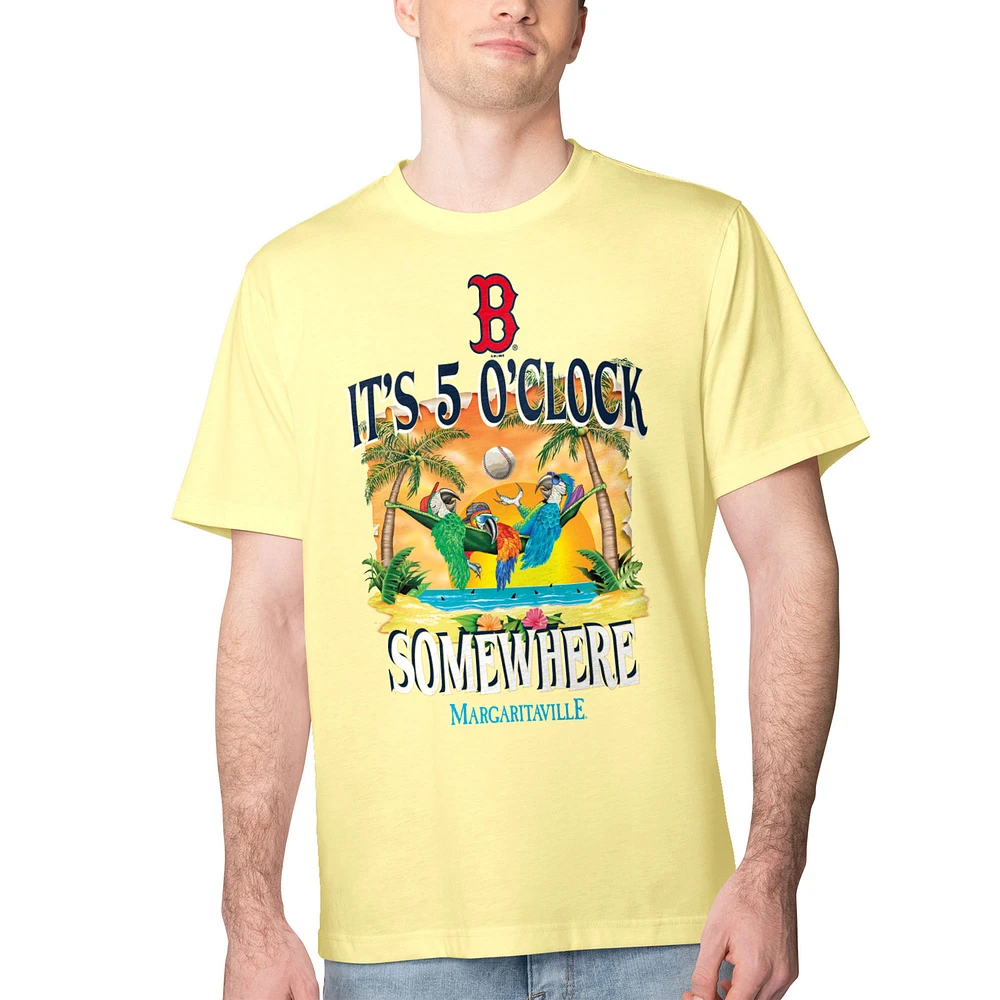 Men's Margaritaville Yellow Boston Red Sox Five O'Clock Graphic T-Shirt