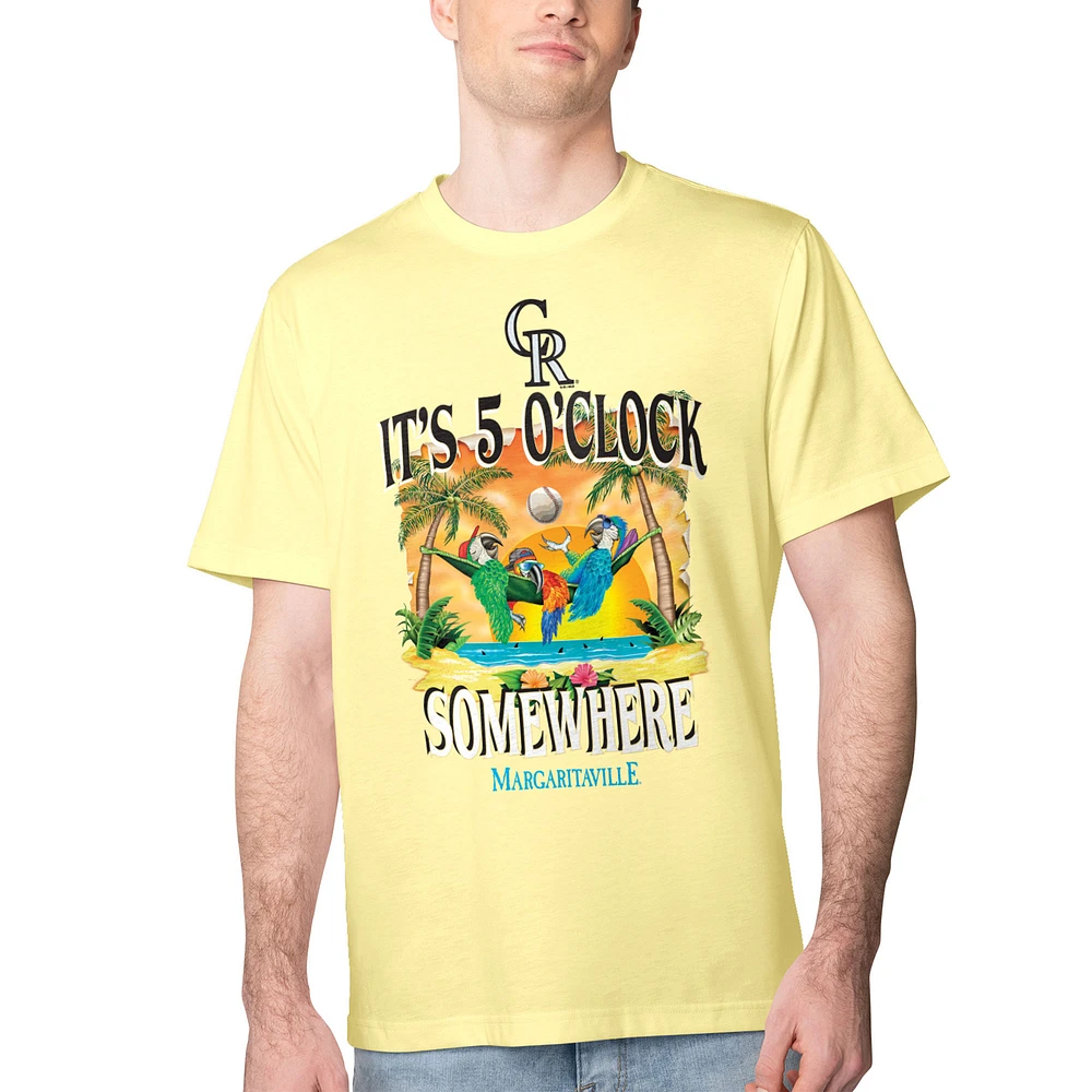 Men's Margaritaville Yellow Colorado Rockies Five O'Clock Graphic T-Shirt