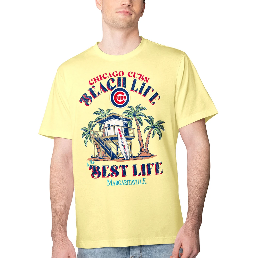 Men's Margaritaville Yellow Chicago Cubs Beach Hut Graphic T-Shirt