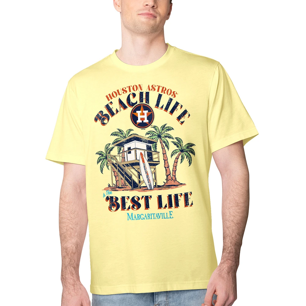 Men's Margaritaville Yellow Houston Astros Beach Hut Graphic T-Shirt