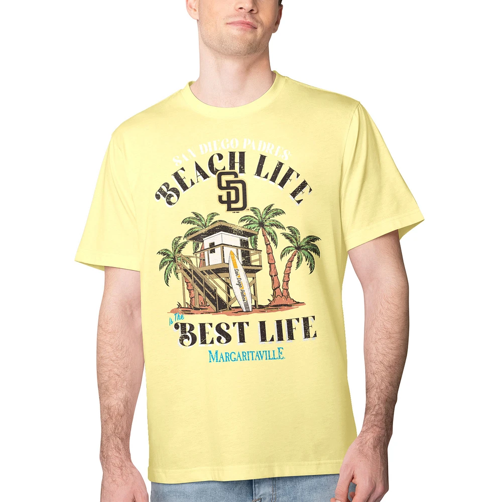 Men's Margaritaville Yellow San Diego Padres Beach Hut Graphic T-Shirt