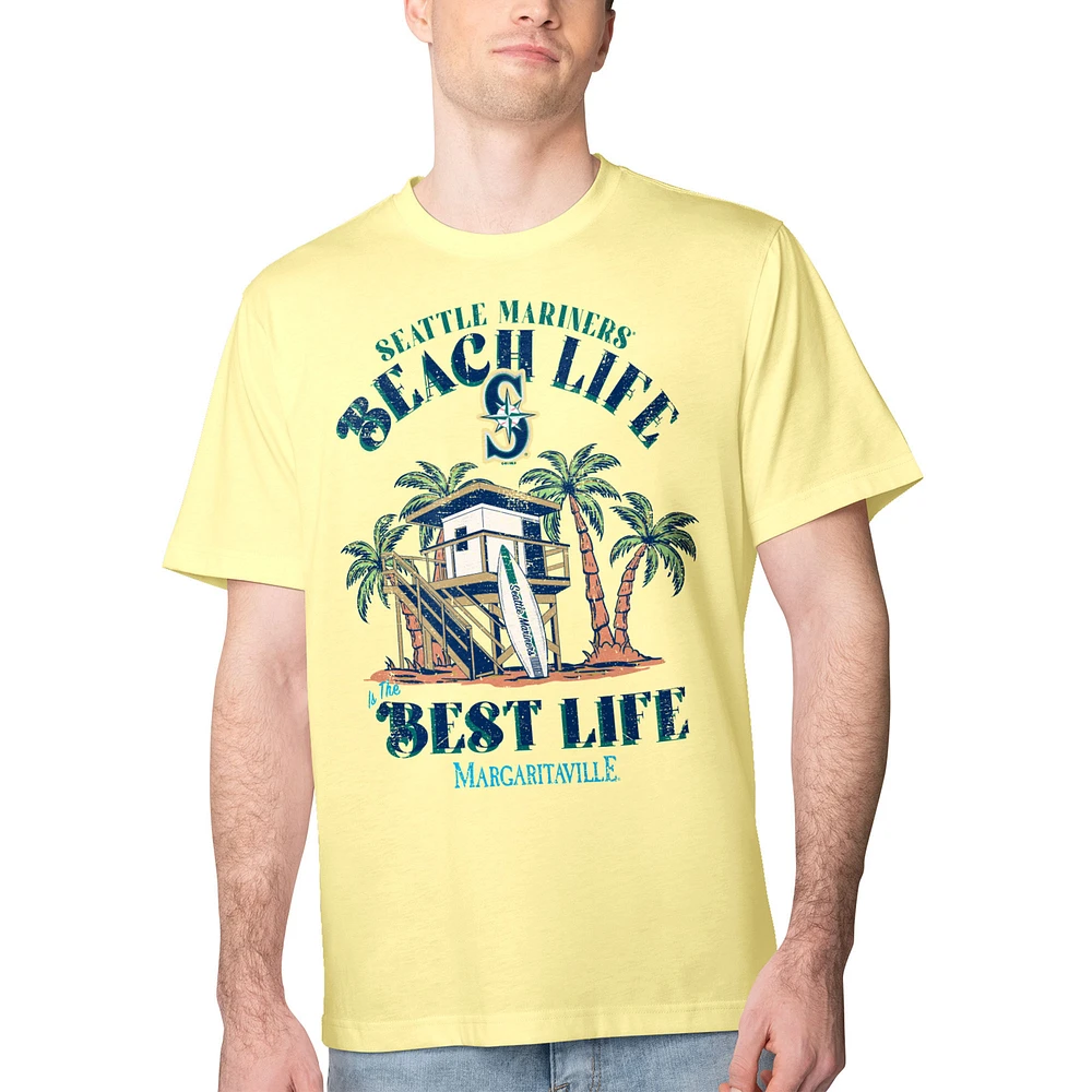 Men's Margaritaville Yellow Seattle Mariners Beach Hut Graphic T-Shirt