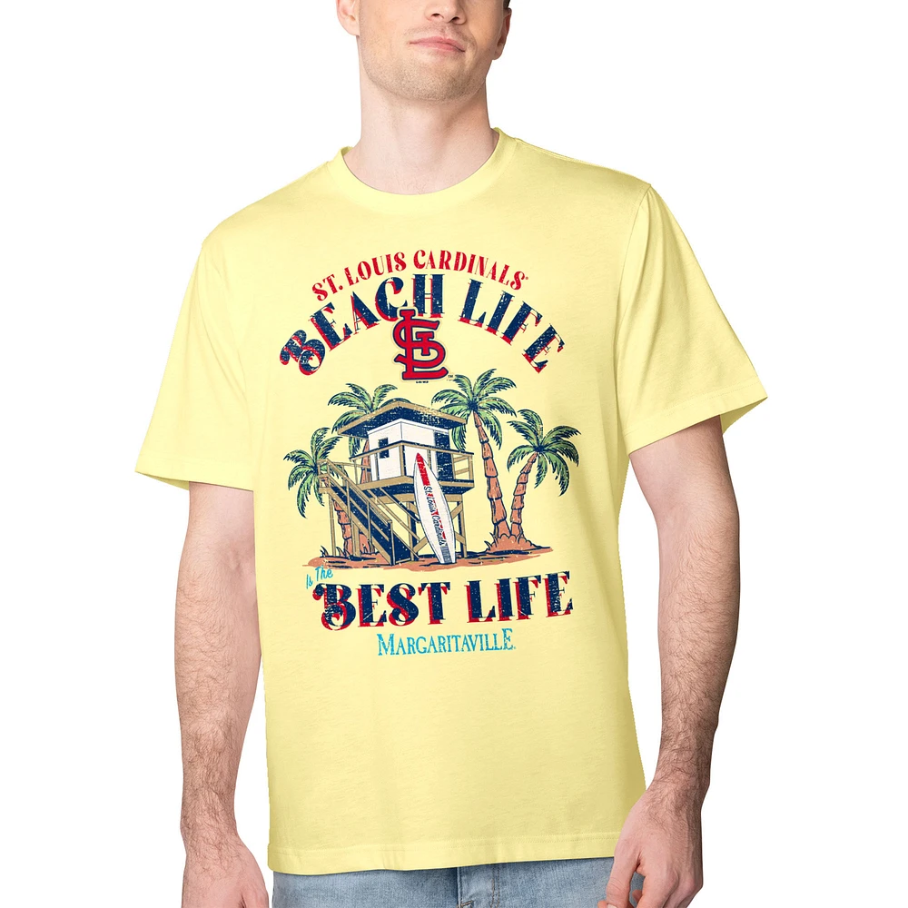 Men's Margaritaville Yellow St. Louis Cardinals Beach Hut Graphic T-Shirt