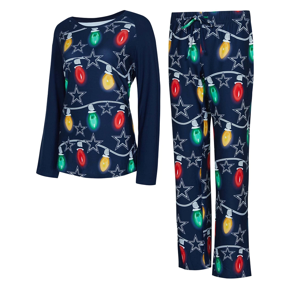 Women's Concepts Sport Navy Dallas Cowboys Garland Knit Raglan Long Sleeve Top & Pants Set
