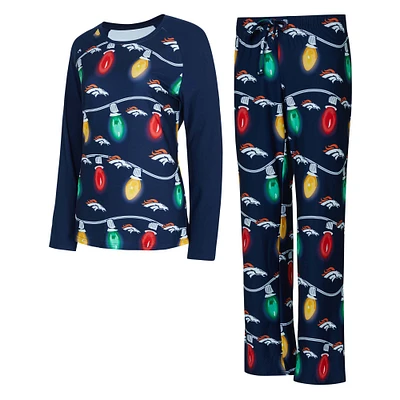 Women's Concepts Sport Denver Broncos Garland Knit Raglan Long Sleeve Top & Pants Set