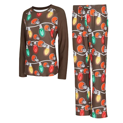 Women's Concepts Sport Cleveland Browns Garland Knit Raglan Long Sleeve Top & Pants Set